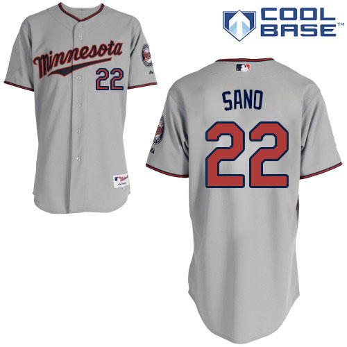 Men's Majestic Minnesota Twins #22 Miguel Sano Authentic Grey Road Cool Base MLB Jersey