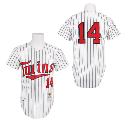 Men's Mitchell and Ness 1991 Minnesota Twins #14 Kent Hrbek Authentic White Throwback MLB Jersey