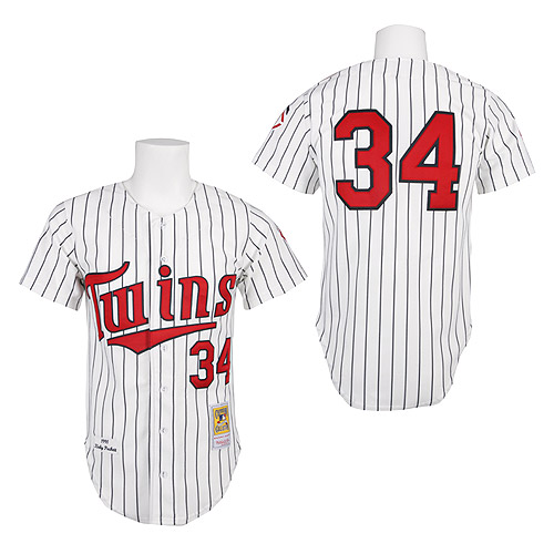 Men's Mitchell and Ness 1991 Minnesota Twins #34 Kirby Puckett Authentic White Throwback MLB Jersey