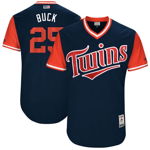 Men's Majestic Minnesota Twins #25 Byron Buxton "Buck" Authentic Navy Blue 2017 Players Weekend MLB Jersey