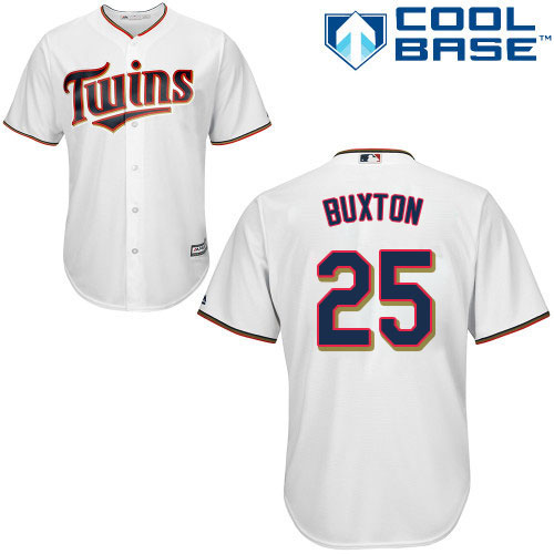 Youth Majestic Minnesota Twins #25 Byron Buxton Authentic White Home Cool Base MLB Jersey