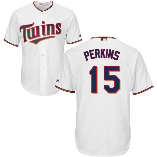Youth Majestic Minnesota Twins #15 Glen Perkins Authentic White Home Cool Base MLB Jersey