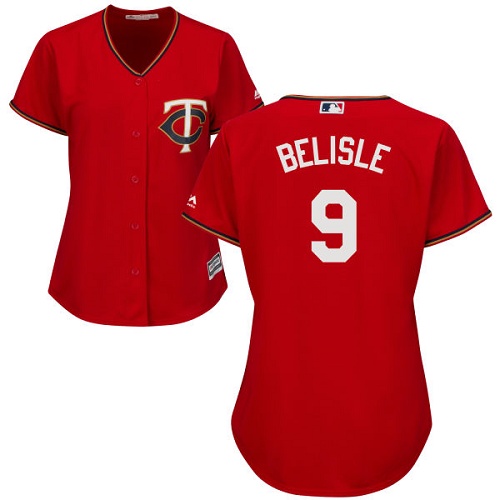 Women's Majestic Minnesota Twins #9 Matt Belisle Replica Scarlet Alternate Cool Base MLB Jersey