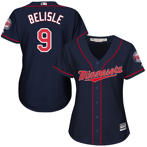 Women's Majestic Minnesota Twins #9 Matt Belisle Authentic Navy Blue Alternate Road Cool Base MLB Jersey