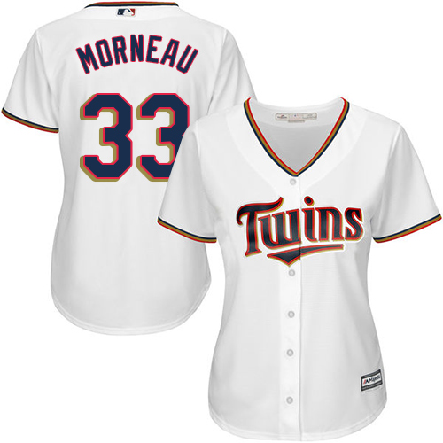 Women's Majestic Minnesota Twins #33 Justin Morneau Authentic White Home Cool Base MLB Jersey