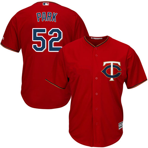 Youth Majestic Minnesota Twins #52 Byung-Ho Park Authentic Scarlet Alternate Cool Base MLB Jersey