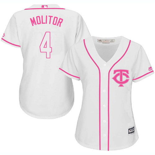 Women's Majestic Minnesota Twins #4 Paul Molitor Authentic White Fashion Cool Base MLB Jersey