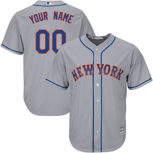 Men's Majestic New York Mets Customized Replica Grey Road Cool Base MLB Jersey