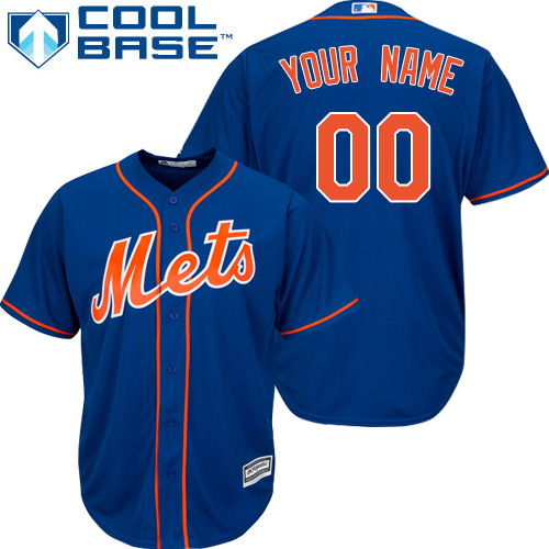 Youth Majestic New York Mets Customized Authentic Royal Blue Alternate Home Cool Base MLB Jersey