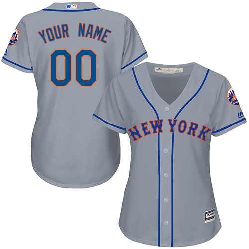 Women's Majestic New York Mets Customized Replica Grey Road Cool Base MLB Jersey