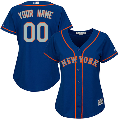Women's Majestic New York Mets Customized Authentic Royal Blue Alternate Road Cool Base MLB Jersey