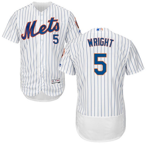 Men's Majestic New York Mets #5 David Wright Authentic White Home Cool Base MLB Jersey