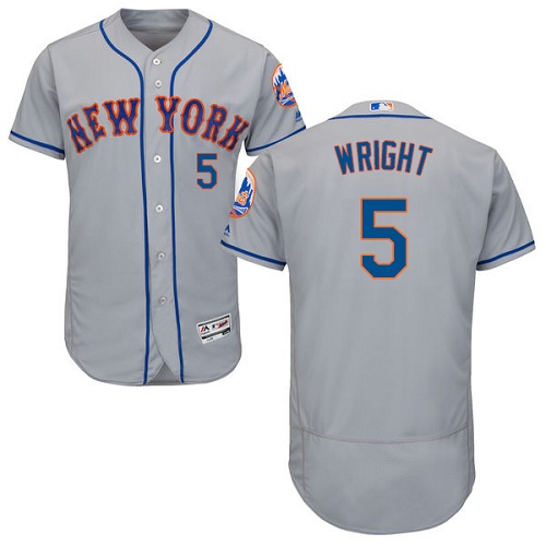 Men's Majestic New York Mets #5 David Wright Authentic Grey Road Cool Base MLB Jersey