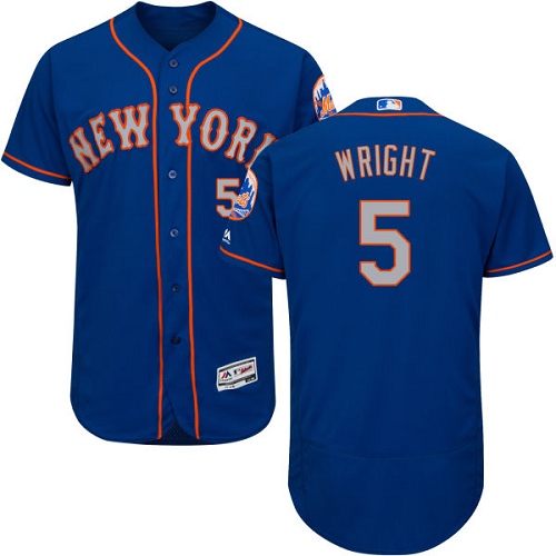 Men's Majestic New York Mets #5 David Wright Authentic Royal Blue Alternate Road Cool Base MLB Jersey