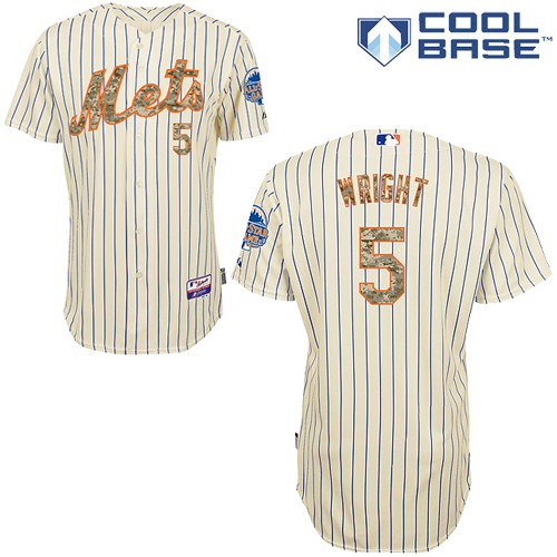 Men's Majestic New York Mets #5 David Wright Authentic Cream USMC Cool Base MLB Jersey