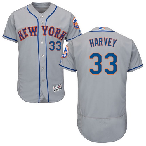 Men's Majestic New York Mets #33 Matt Harvey Authentic Grey Road Cool Base MLB Jersey