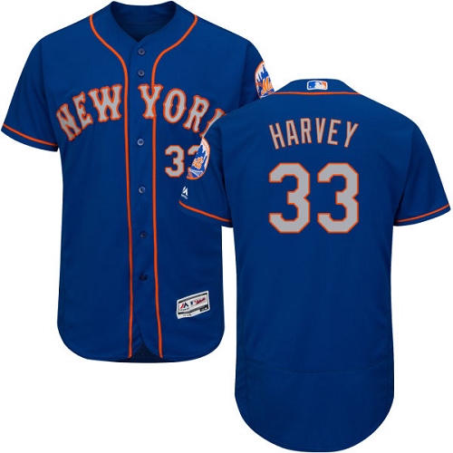 Men's Majestic New York Mets #33 Matt Harvey Authentic Royal Blue Alternate Road Cool Base MLB Jersey