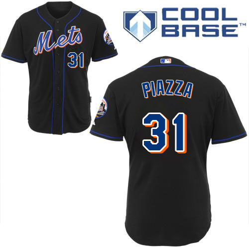 Men's Majestic New York Mets #31 Mike Piazza Authentic Black Cool Base MLB Jersey