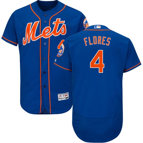 Men's Majestic New York Mets #4 Wilmer Flores Authentic Royal Blue Alternate Home Cool Base MLB Jersey