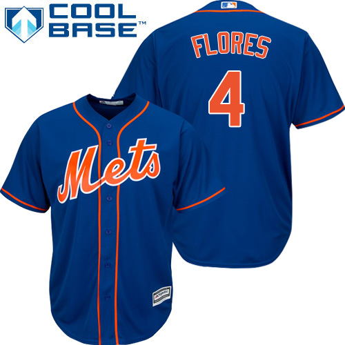 Men's Majestic New York Mets #4 Wilmer Flores Replica Royal Blue Alternate Home Cool Base MLB Jersey