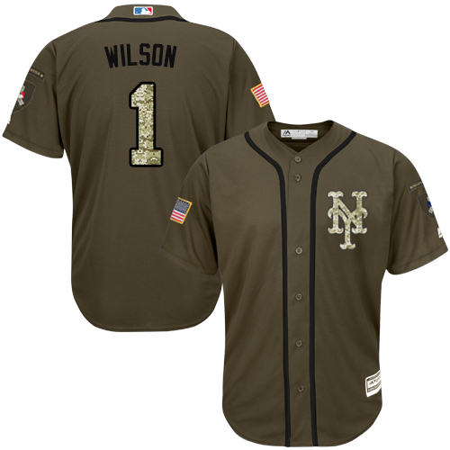 Men's Majestic New York Mets #1 Mookie Wilson Authentic Green Salute to Service MLB Jersey
