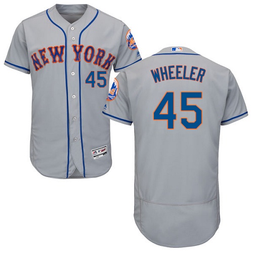 Men's Majestic New York Mets #45 Zack Wheeler Authentic Grey Road Cool Base MLB Jersey