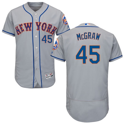 Men's Majestic New York Mets #45 Tug McGraw Grey Flexbase Authentic Collection MLB Jersey