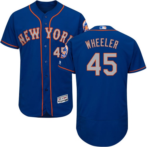 Men's Majestic New York Mets #45 Zack Wheeler Authentic Royal Blue Alternate Road Cool Base MLB Jersey