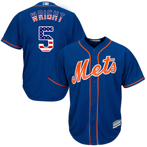Men's Majestic New York Mets #5 David Wright Authentic Royal Blue USA Flag Fashion MLB Jersey