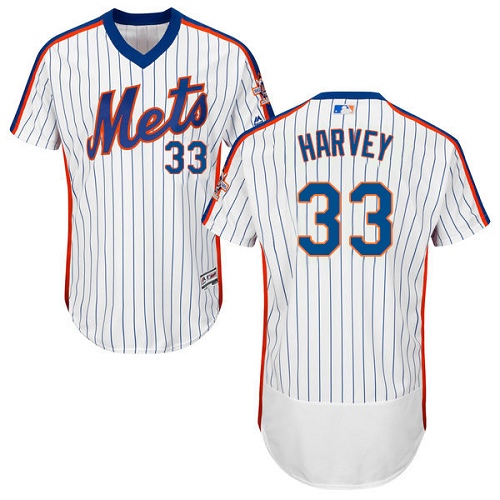 Men's Majestic New York Mets #33 Matt Harvey White/Royal Flexbase Authentic Collection MLB Jersey