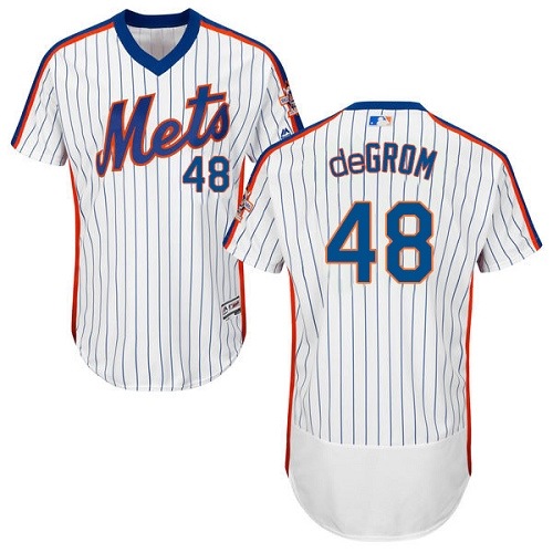 Men's Majestic New York Mets #48 Jacob deGrom White/Royal Flexbase Authentic Collection MLB Jersey