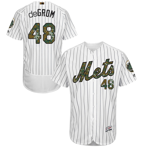 Men's Majestic New York Mets #48 Jacob deGrom Authentic White 2016 Memorial Day Fashion Flex Base MLB Jersey