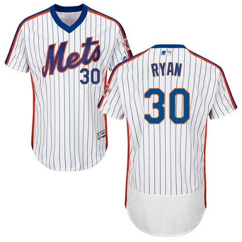 Men's Majestic New York Mets #30 Nolan Ryan White/Royal Flexbase Authentic Collection MLB Jersey