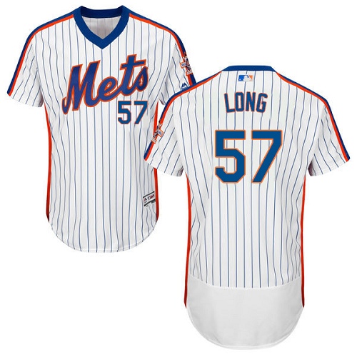 Men's Majestic New York Mets #57 Kevin Long White/Royal Flexbase Authentic Collection MLB Jersey
