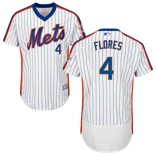 Men's Majestic New York Mets #4 Wilmer Flores White/Royal Flexbase Authentic Collection MLB Jersey