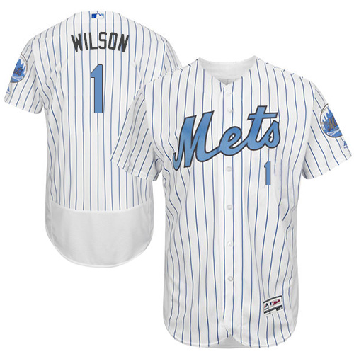 Men's Majestic New York Mets #1 Mookie Wilson Authentic White 2016 Father's Day Fashion Flex Base MLB Jersey