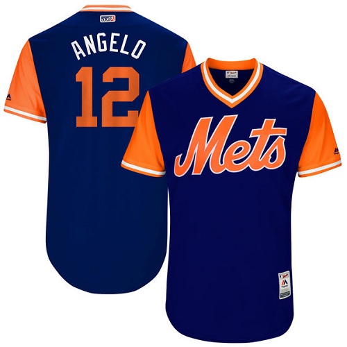 Men's Majestic New York Mets #12 Juan Lagares "Angelo" Authentic Royal Blue 2017 Players Weekend MLB Jersey