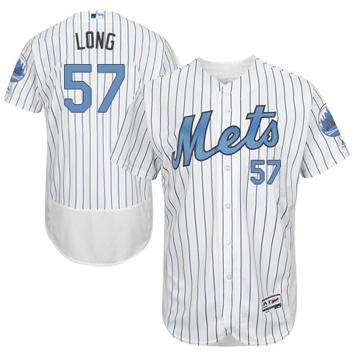 Men's Majestic New York Mets #57 Kevin Long Authentic White 2016 Father's Day Fashion Flex Base MLB Jersey