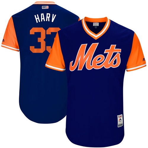 Men's Majestic New York Mets #33 Matt Harvey "Harv" Authentic Royal Blue 2017 Players Weekend MLB Jersey