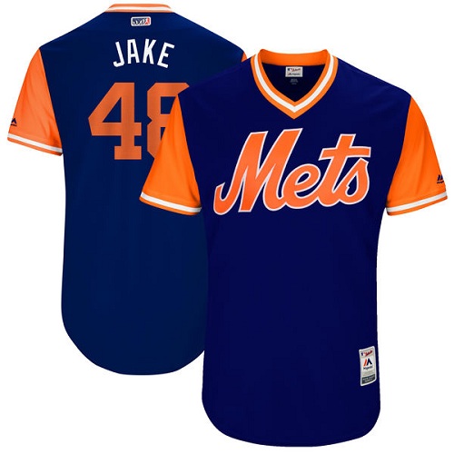 Men's Majestic New York Mets #48 Jacob deGrom "Jake" Authentic Royal Blue 2017 Players Weekend MLB Jersey
