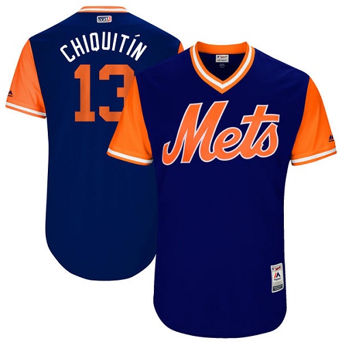 Men's Majestic New York Mets #13 Asdrubal Cabrera "Chiquitin" Authentic Royal Blue 2017 Players Weekend MLB Jersey