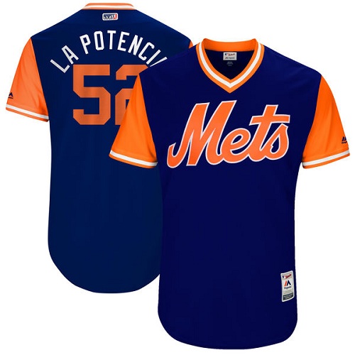 Men's Majestic New York Mets #52 Yoenis Cespedes "La Potencia" Authentic Royal Blue 2017 Players Weekend MLB Jersey