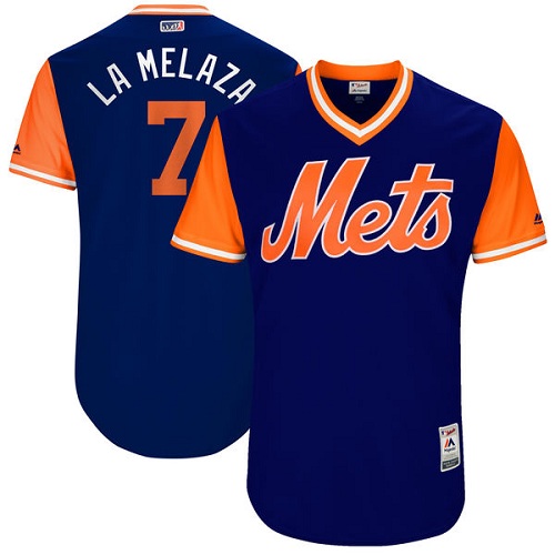 Men's Majestic New York Mets #7 Jose Reyes "La Melaza" Authentic Royal Blue 2017 Players Weekend MLB Jersey
