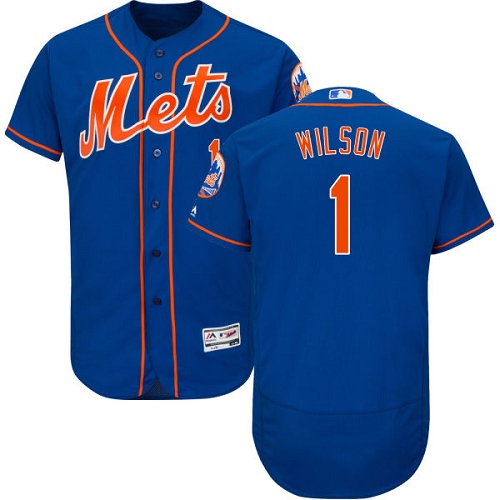 Men's Majestic New York Mets #1 Mookie Wilson Authentic Royal Blue Alternate Home Cool Base MLB Jersey