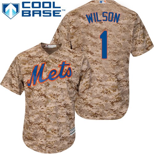 Men's Majestic New York Mets #1 Mookie Wilson Authentic Camo Alternate Cool Base MLB Jersey