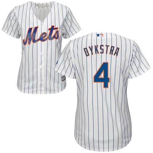 Women's Majestic New York Mets #4 Lenny Dykstra Authentic White Home Cool Base MLB Jersey