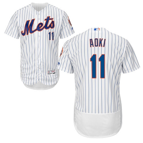 Men's Majestic New York Mets #11 Norichika Aoki White Flexbase Authentic Collection MLB Jersey