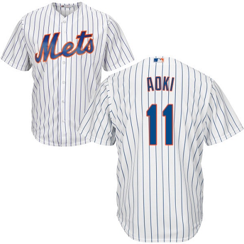 Men's Majestic New York Mets #11 Norichika Aoki Replica White Home Cool Base MLB Jersey