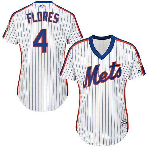 Women's Majestic New York Mets #4 Wilmer Flores Authentic White Alternate Cool Base MLB Jersey