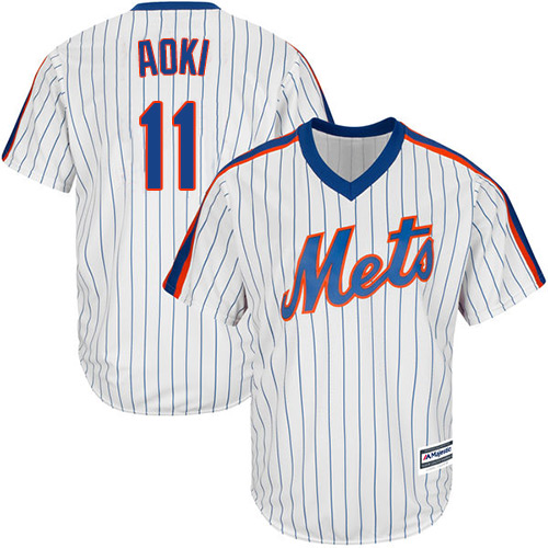 Men's Majestic New York Mets #11 Norichika Aoki Replica White Alternate Cool Base MLB Jersey